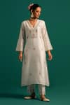 Buy Anantaa By Roohi Off White Silk, Chanderi Sequins, Cut Work, Cutdana Hand Kurta And Pant Set at Aza Fashions Buy_Anantaa By Roohi_Off White Silk, Chanderi Sequins, Cut Work, Cutdana Hand Kurta And Pant Set _at_Aza_Fashions