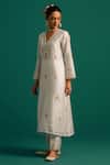 Buy Anantaa By Roohi Off White Silk, Chanderi Sequins, Cut Work, Cutdana Hand Kurta And Pant Set Online at Aza Fashions Buy_Anantaa By Roohi_Off White Silk, Chanderi Sequins, Cut Work, Cutdana Hand Kurta And Pant Set _Online_at_Aza_Fashions
