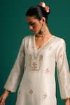 Anantaa By Roohi Off White Silk, Chanderi Sequins, Cut Work, Cutdana Hand Kurta And Pant Set at Aza Fashions Anantaa By Roohi_Off White Silk, Chanderi Sequins, Cut Work, Cutdana Hand Kurta And Pant Set _at_Aza_Fashions