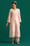 Buy_Anantaa By Roohi_Pink Silk, Chanderi Sequins, Cut Work, Embroidery Cutdana Kurta And Pant Set _Online_at_Aza_Fashions