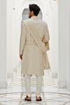 Shop_Nitika Gujral_Cream Silk, Cotton, Tussar, Lycra Crystals, Geometric Pattern Raw Sherwani Set _at_Aza_Fashions