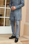 Buy Nitika Gujral Blue Matka Tussar Embroidered Resham Baroque Pattern Sherwani Set Online at Aza Fashions Buy_Nitika Gujral_Blue Matka Tussar Embroidered Resham Baroque Pattern Sherwani Set _Online_at_Aza_Fashions