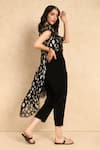 Buy_Style Junkiie_Black Georgette Embroidered Bloom Round Blossom High Low Wrap Tunic 