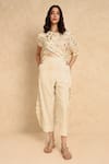 Buy_Style Junkiie_Cream Heavy Georgette Plain Pant  _at_Aza_Fashions