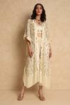 Buy_Style Junkiie_Cream Self Embroidered Fringe Duster Cape _at_Aza_Fashions
