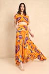 Buy_Style Junkiie_Yellow Printed Crepe Paisley Pattern Skirt  _at_Aza_Fashions