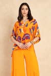 Buy_Style Junkiie_Yellow Printed Crepe Paisley V-neck Pattern Short Tunic _at_Aza_Fashions