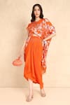 Buy_Style Junkiie_Orange Crepe Solid Draped Skirt  _at_Aza_Fashions