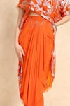 Shop_Style Junkiie_Orange Crepe Solid Draped Skirt  _Online_at_Aza_Fashions