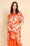 Buy_Style Junkiie_Orange Self Embroidered Georgette Metallic Round Pattern Overlap Tunic  _Online_at_Aza_Fashions