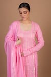 Shop_Kalakari by Akanksha_Pink Cotton Gota Embroidery Scoop Neck Work Kurta Gharara Set _Online_at_Aza_Fashions