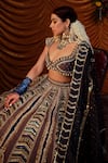 Buy_Payal & Zinal_Multi Color Lehenga And Blouse Velvet Embellished Masakkali Crystal Bridal Set _Online_at_Aza_Fashions