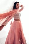 Buy_Payal & Zinal_Pink Lehenga And Blouse Raw Silk Embellished Sequin Phoenix Floral Crystal Set_Online_at_Aza_Fashions