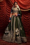 Buy_Payal & Zinal_Green Lehenga And Blousegaji Saajhedaari Floral Embroidered Bridal Set _at_Aza_Fashions