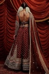 Shop_Payal & Zinal_Brown Lehenga Velvet Embroidery Pearls V Anmol Sequin Embellished Bridal Set _at_Aza_Fashions