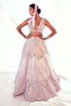 Payal & Zinal_Purple Blouse And Lehenga Gaji Embroidery Euphoria Bloom Embellished Bridal Set_Online_at_Aza_Fashions