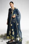 Shop_Madzin_Blue Chanderi Hand Embroidery Gota Round Bodice Anarkali Set _at_Aza_Fashions