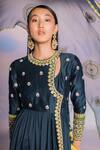 Shop_Madzin_Blue Chanderi Hand Embroidery Gota Round Bodice Anarkali Set _Online_at_Aza_Fashions