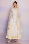 Madzin_Ivory Chanderi Hand Embroidery Gota Round Bodice Anarkali Set _Online_at_Aza_Fashions