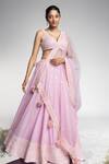 Buy_Madzin_Purple Silk, Georgette, Organza, Cotton Zardozi Hand Bridal Lehenga Set _at_Aza_Fashions