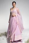 Buy_Madzin_Purple Silk, Georgette, Organza, Cotton Zardozi Hand Bridal Lehenga Set _Online_at_Aza_Fashions