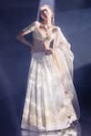 Buy_Madzin_White Organza, Silk, Cotton Gota Patti, Hand Embroidered Bridal Lehenga Set _at_Aza_Fashions