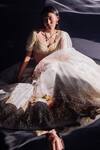 Buy_Madzin_White Organza, Silk, Cotton Gota Patti, Hand Embroidered Bridal Lehenga Set 