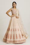 Buy_Samyukta Singhania_Cream Blouse Silk Embroidered Sequin Round Floral Lehenga Set _at_Aza_Fashions