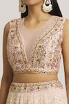 Samyukta Singhania_Cream Blouse Silk Embroidered Sequin Round Floral Lehenga Set _at_Aza_Fashions