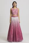 Shop_Khwaab by Sanjana Lakhani_Pink Blouse Silk Embroidered Sequin Round And Mirror Lehenga Set_Online_at_Aza_Fashions