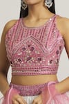 Khwaab by Sanjana Lakhani_Pink Blouse Silk Embroidered Sequin Round And Mirror Lehenga Set_at_Aza_Fashions