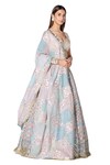 Buy_Abhinav Mishra_Multi Color Lehenga And Dupatta- Chanderi Printed Floral Bridal Set_at_Aza_Fashions