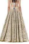 Abhinav Mishra_Beige Net Embroidered Mirror Leaf Floral Bridal Lehenga Set_at_Aza_Fashions