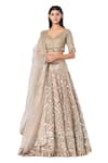 Buy_Abhinav Mishra_Grey Blouse- Net Embellished Mirror V Chevron Pattern Work Bridal Lehenga Set_at_Aza_Fashions