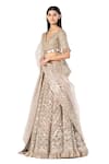 Shop_Abhinav Mishra_Grey Blouse- Net Embellished Mirror V Chevron Pattern Work Bridal Lehenga Set_Online_at_Aza_Fashions