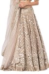 Buy_Abhinav Mishra_Grey Blouse- Net Embellished Mirror V Chevron Pattern Work Bridal Lehenga Set