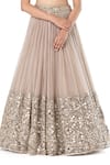 Shop_Abhinav Mishra_Grey Net Embroidered Mirror Scoop Pleated Bridal Lehenga Set 