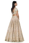 Buy_Abhinav Mishra_Beige Lehenga- Chanderi Embroidered Mirror Scoop Bridal Set_Online_at_Aza_Fashions