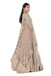 Shop_Abhinav Mishra_Grey Lehenga- Organza Embroidered Mirror Boat Notched Neck Bridal Set_Online_at_Aza_Fashions