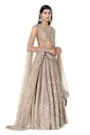 Buy_Abhinav Mishra_Grey Lehenga And Blouse- Chanderi Embroidered Mirror V Neck Floral Bridal Set_at_Aza_Fashions