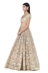 Shop_Abhinav Mishra_Beige Net Embroidered Mirror Leaf Floral Bridal Lehenga Set_Online_at_Aza_Fashions