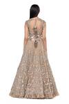 Shop_Abhinav Mishra_Grey Net Embroidered Mirror Round Embellished Bridal Lehenga Set_at_Aza_Fashions