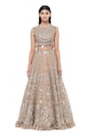 Buy_Abhinav Mishra_Grey Net Embroidered Mirror Round Embellished Bridal Lehenga Set_Online_at_Aza_Fashions