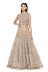 Shop_Abhinav Mishra_Grey Net Embroidered Mirror Round Embellished Bridal Lehenga Set_Online_at_Aza_Fashions