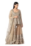 Buy_Abhinav Mishra_Grey Net Embroidered Mirror Scoop Peplum Kurta Sharara Set_at_Aza_Fashions