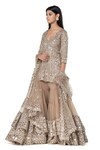 Buy_Abhinav Mishra_Beige Net Embroidered Mirror Plunged V Embellished Short Kurta Sharara Set_at_Aza_Fashions