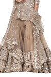 Buy_Abhinav Mishra_Beige Net Embroidered Mirror Plunged V Embellished Short Kurta Sharara Set_Online_at_Aza_Fashions