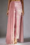 Masumi Mewawalla_Pink Mashru Embellished Tassel Halter Neck Top And Pant Set _Online_at_Aza_Fashions