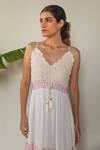 Buy_Label Reyya_White Rayon Crochet Scallop V Neck Embroidered Dress 