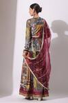 Shop_Bairaas_Maroon Anarkali Dola Silk Printed Persian Art Blunt V With Dupatta_at_Aza_Fashions